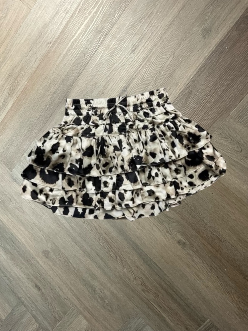Pookie & Sebastian Animal‎ Print Ruffle Mini Skirt Womens Small Boho Coquette